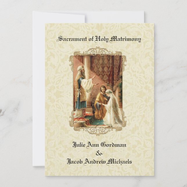 Traditional Catholic Wedding Gold Invitation (Front)