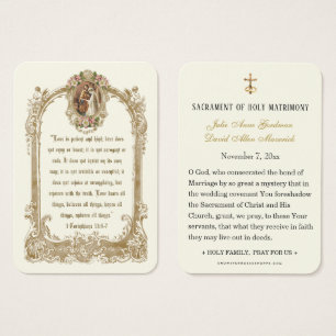 Traditional Catholic Wedding Holy Card