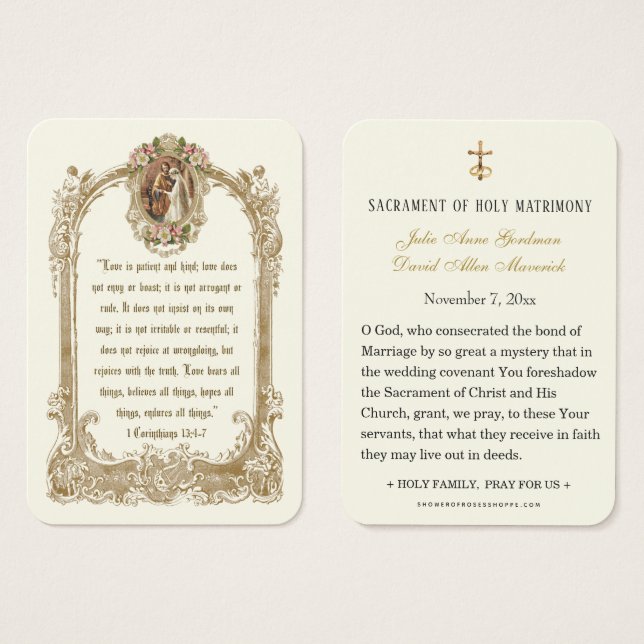 Traditional Catholic Wedding Holy Card (Front & Back)