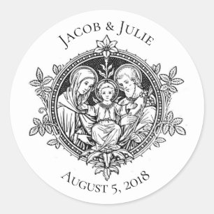 Traditional Catholic Wedding  Holy Family Classic Round Sticker
