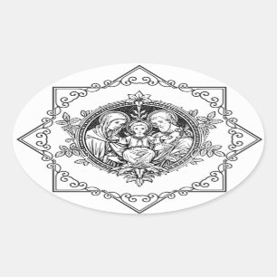 Traditional Catholic Wedding  Holy Family Oval Sticker