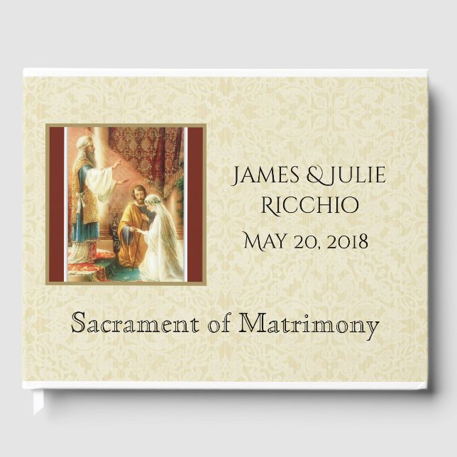 Traditional Catholic Wedding Marriage Bride Groom Guest Book (Front)