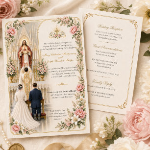 Traditional Catholic Wedding Sacred Heart of Jes Invitation