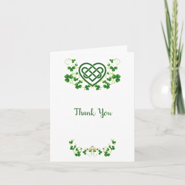 Traditional Celtic Heart with Shamrocks Thank You Card (Front)