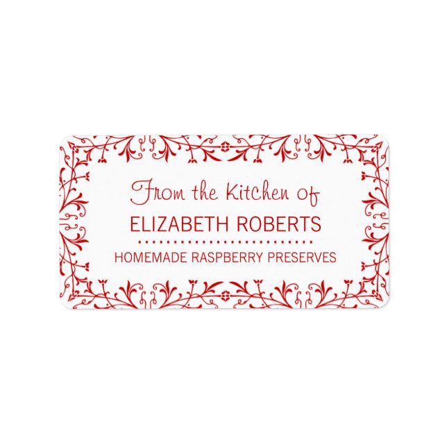 Traditional Chef Homemade Baking / Canning Label (Front)