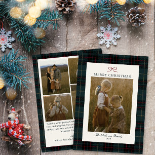 Traditional Chic Tartan Plaid Christmas 5 Photo Holiday Card