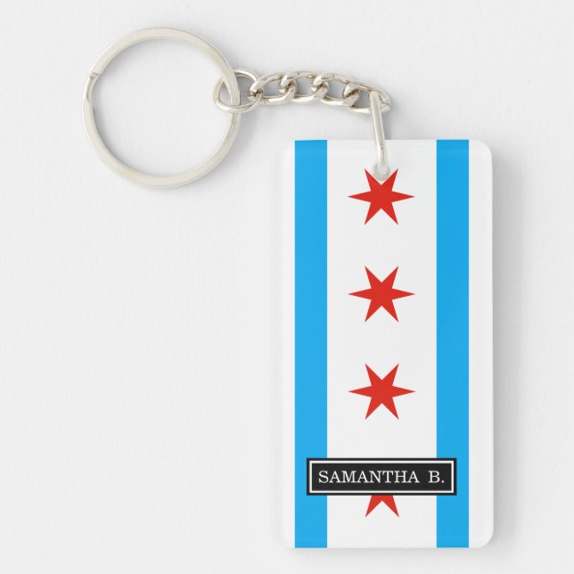 Traditional Chicago flag Key Ring (Front)