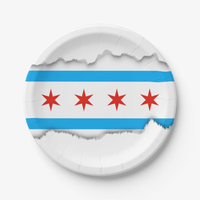Traditional Chicago flag Paper Plate (Front)