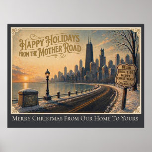 Traditional Chicago Route 66 Christmas Wall Art