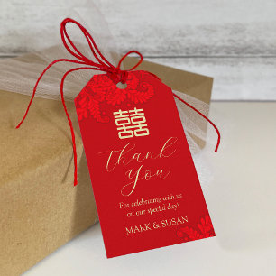Traditional Chinese Double Happiness Wedding Tag