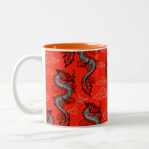 Traditional Chinese Dragon – Oriental Fantasy Art Two-Tone Coffee Mug