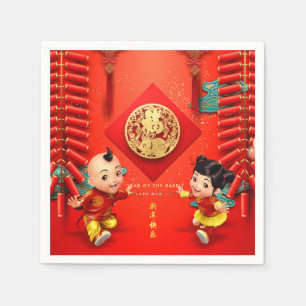 Traditional Chinese firecrackers Rabbit Year PPN Napkin