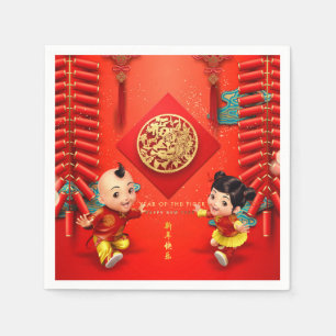 Traditional Chinese firecrackers Tiger Year PN10 Napkin