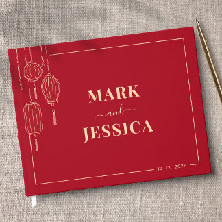 Traditional Chinese Lantern Wedding (RED) Guest Book