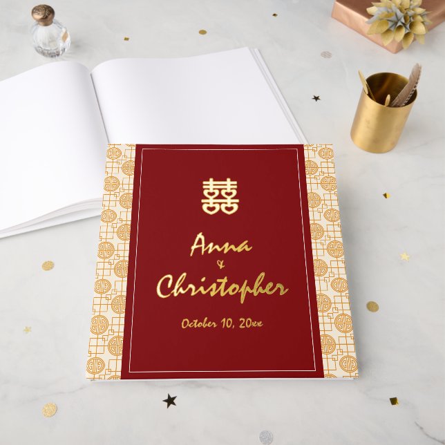 Traditional Chinese wedding auspicious peranakan  Guest Book (Front Open)