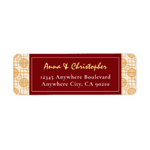 Traditional Chinese wedding auspicious peranakan Return Address Label