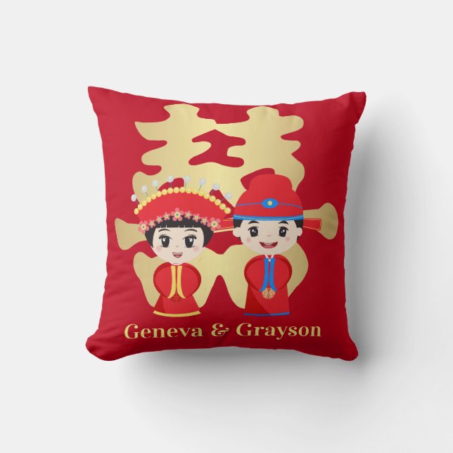 Traditional Chinese Wedding Couple  Cushion (Front)