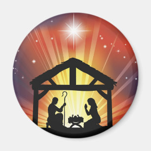 Traditional Christian Christmas Nativity Scene Magnet
