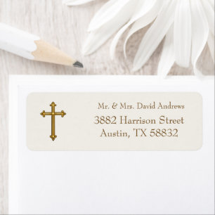 Traditional Christian Cross Return Address Label