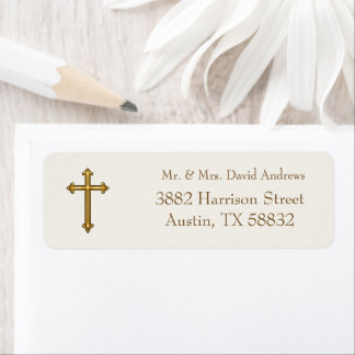 Traditional Christian Cross Return Address Label