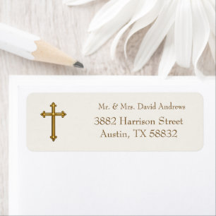 Traditional Christian Cross Return Address Label