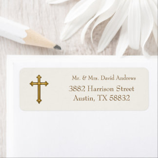 Traditional Christian Cross Return Address Label