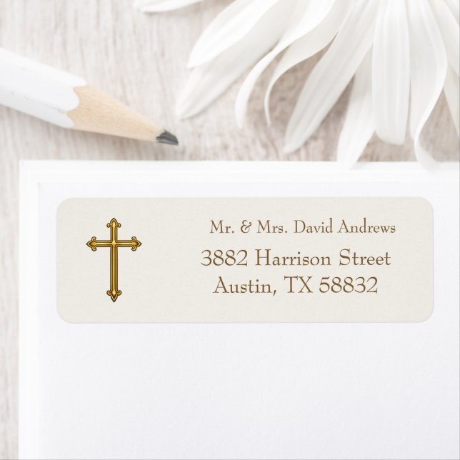 Traditional Christian Cross Return Address Label (Insitu)