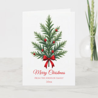 Traditional Christmas Botanical Family Greeting Card