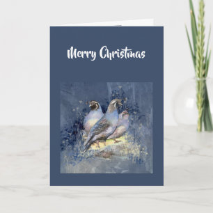 Traditional Christmas California Quail Bird Holiday Card