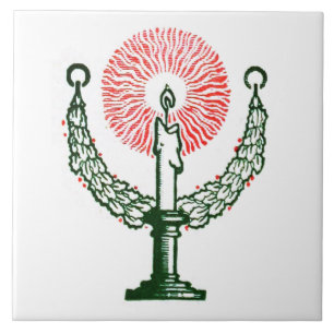 Traditional Christmas Candle Ceramic Tile