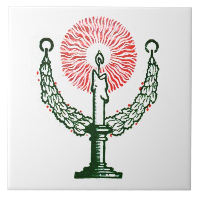 Traditional Christmas Candle Ceramic Tile (Front)
