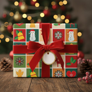 Traditional Christmas Collage Wrapping Paper