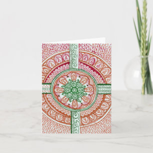 Traditional Christmas Colours Damask Indian Holiday Card