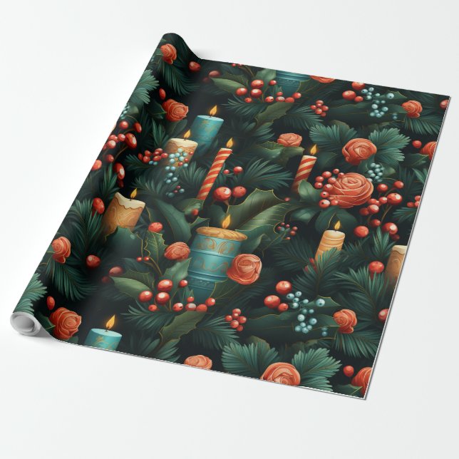 Traditional christmas design wrapping paper (Unrolled)