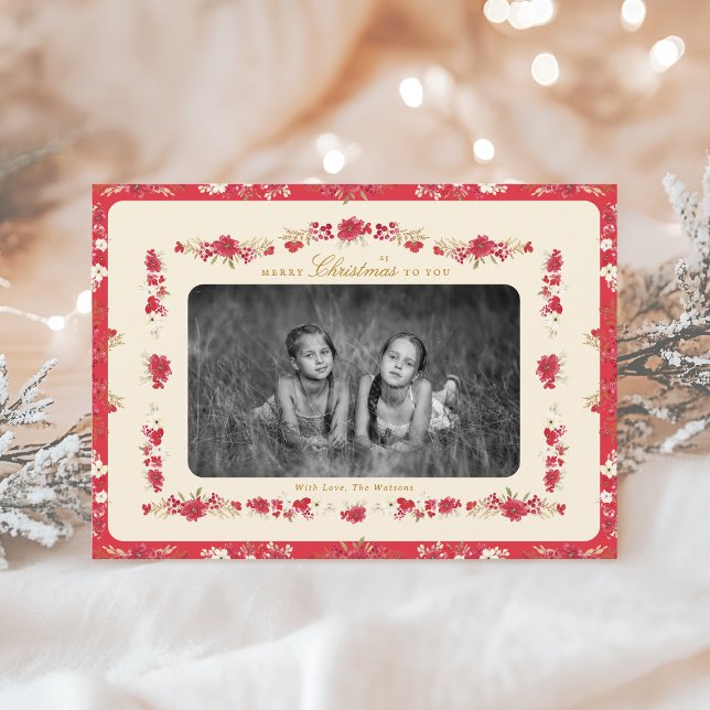 traditional christmas ditsy floral posie botanical holiday card (Creator Uploaded)