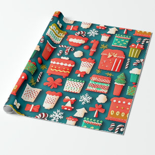 Traditional Christmas elements pattern Wrapping Paper