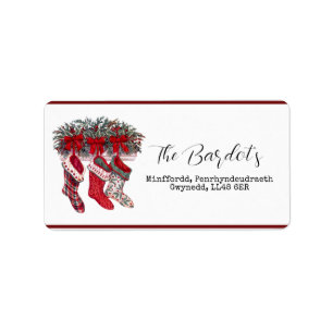Traditional Christmas Hanging Stockings  Label