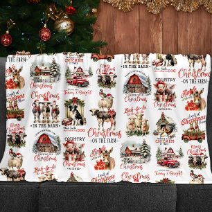 Traditional Christmas on the Farm Holiday Quotes Fleece Blanket