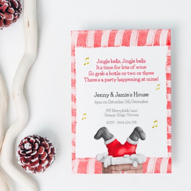 Traditional Christmas Party Invitation Postcard (Creator Uploaded)