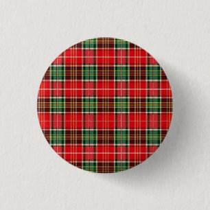 Traditional Christmas Plaid 3 Cm Round Badge