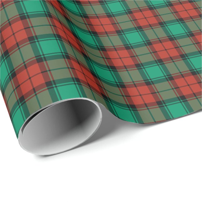 Traditional Christmas Plaid Bright Red and Green Wrapping Paper (Roll Corner)