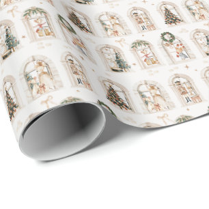 Traditional Christmas preparations mouse family Wrapping Paper