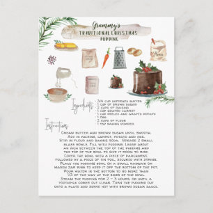 Traditional Christmas Pudding Recipe Holiday Postcard
