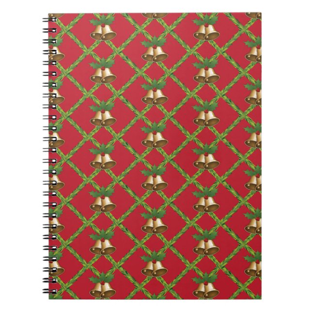 Traditional Christmas red and green jingle bells Notebook (Front)