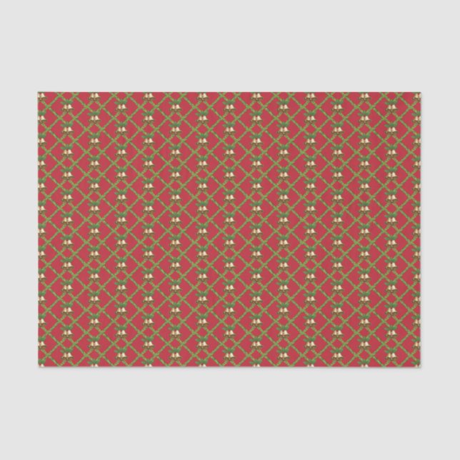Traditional Christmas red and green jingle bells Tissue Paper (Front)