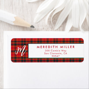 Traditional Christmas Red and Green Plaid Return Address Label