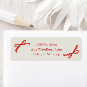 Traditional Christmas Red Bow Return Address Label