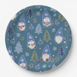 Traditional Christmas Reindeer Tree Pattern Paper Plate