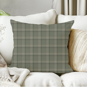 Traditional Christmas Sage Green Plaid Cushion