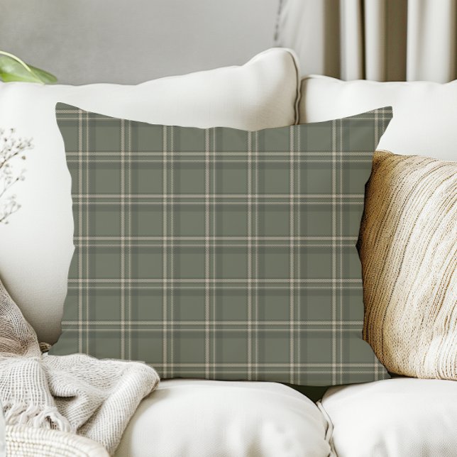 Traditional Christmas Sage Green Plaid  Cushion (Creator Uploaded)